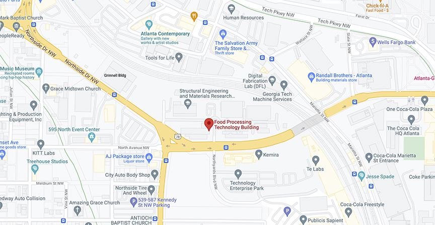 Map to Food Processing Technology Building